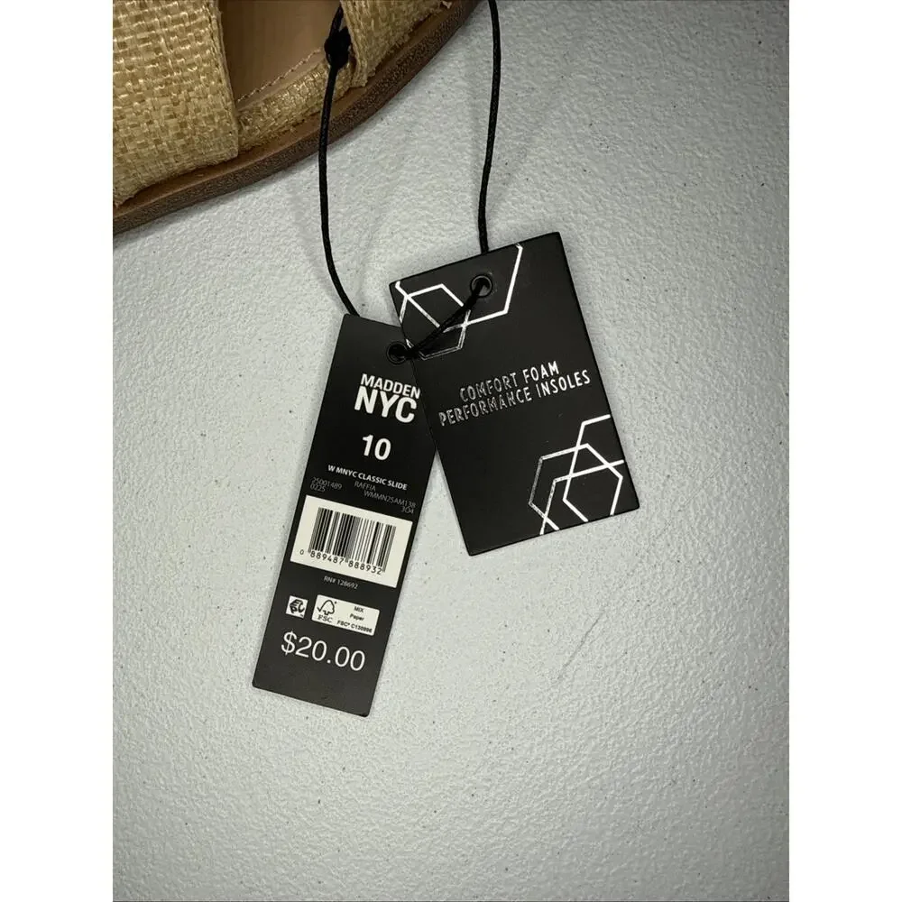 Madden NYC Women’s Classic RAFFIA Flat Slide Sandals Size 10 - Picture 4 of 5